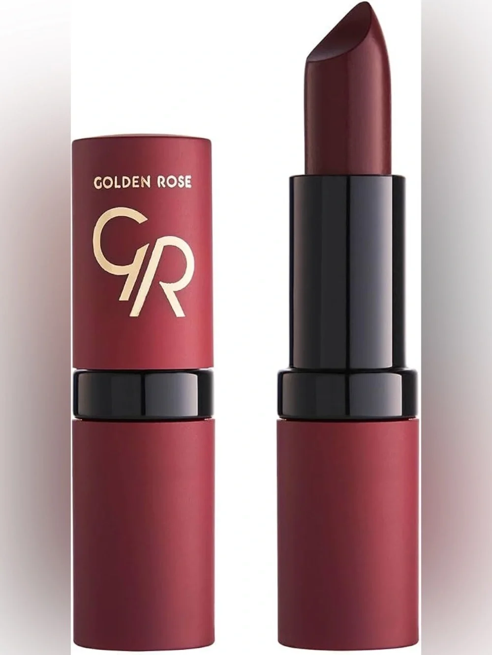 Dark red Matte Lipstick - Deep Burgundy Red- Golden rose -Turkish makeup